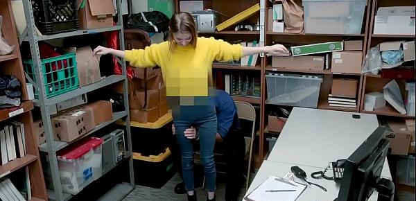  Busty teen thief suspected and banged by a security guy